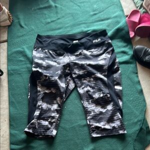 Fila Black and Gray Patterned Leggings